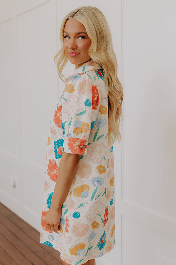 Pop Of Color Floral Embroidered Mini Dress Image - 5