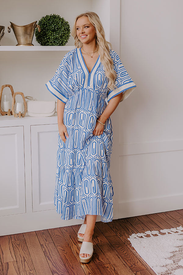 Art Gallery Social Midi Dress in Blue Image - 2