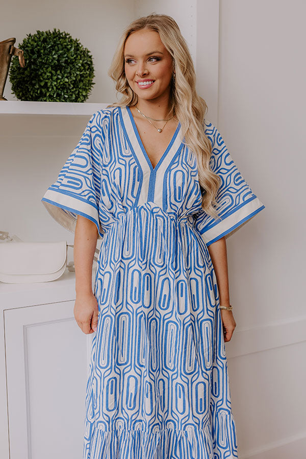 Art Gallery Social Midi Dress in Blue Image - 3