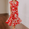 Honey And Hibiscus Floral Midi Dress in Red Image - 1