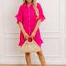 Social Club Chic Pleated Mini Dress in Hot Pink Image - 1