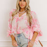 Garden Serenade Floral Top in Pink Image - 1