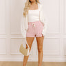 The Riley High Waist Frayed Shorts in Blush Image - 1