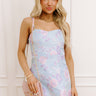 Floral Elegance Jacquard Mini Dress in Sky Blue Image - 1