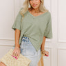 Keeping It Casual Heathered Tee in Sage Image - 1