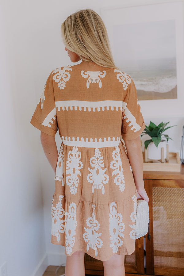 Camel Mockneck Mini Dress