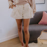 The Penelope High Waist Wide Leg Shorts in Cream Image - 1