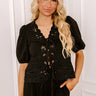 Vineyard Villa Embroidered Front Tie Top in Black Image 1