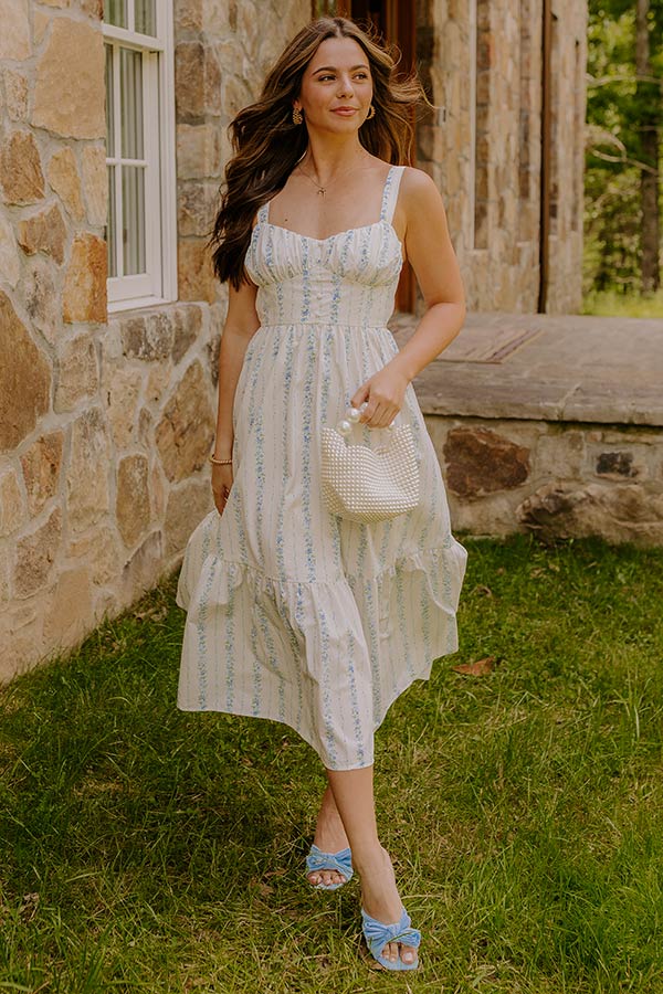 Countryside Cutie Floral Midi Dress in Sky Blue Image - 1
