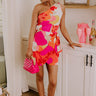 Baja Holiday One Shoulder Mini Dress in Pink Image 1