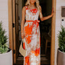Cruise Ready Floral Wide Leg Jumpsuit in Tangerine Image 1