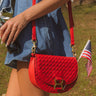 First Stop To Fabulous Faux Leather Woven Purse in Red Image 1