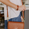 First Stop To Fabulous Faux Leather Woven Purse in Brown Image 1