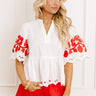 Vacay In The Hamptons Embroidered Top in White Image 1
