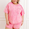 Road Trip Ready Oversized Vintage Wash Tee in Pink Curves Image 1