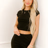 Always On The Go Ribbed Crop Tee in Black Image 1