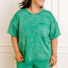 Road Trip Ready Oversized Vintage Wash Tee in Green Curves Image 1