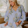 Botanical Brunch Floral Top in Sky Blue Image 1