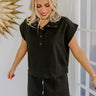 Alfresco Allure Henley Top in Black Image 1