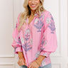 Botanical Brunch Floral Top in Pink Image 1