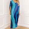 Moonlit Lagoon Satin Caftan Maxi Dress in Blue Image 1
