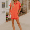 Carefree Charm Button Down Romper In Coral Image 1