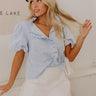 Sorbet And Stripes Ruffle Top in Sky Blue Image 1