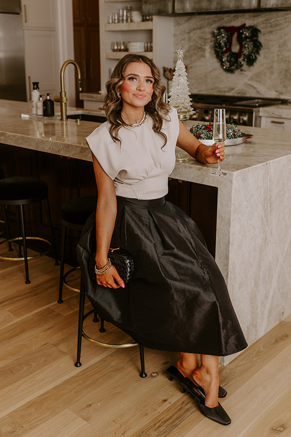 Cocktails And Chit Chat Ribbed Top in Oatmeal Image - 1