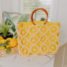 Citrus Grove Woven Tote in Yellow Image 1
