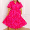 Pretty In Blooms Floral Midi Dress in Hot Pink Curves Image 1