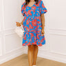Serene Moment Floral Mini Dress in Ocean Blue Image 1