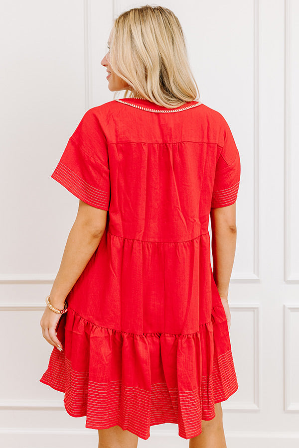 Lake Day Bliss Tiered Mini Dress in Red main image 1