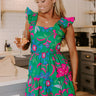 Pina Colada Please Floral Mini Dress in Green Image 1