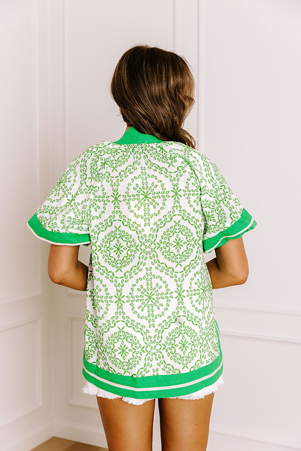 Sunday Hangout Floral Top in Green Image 4