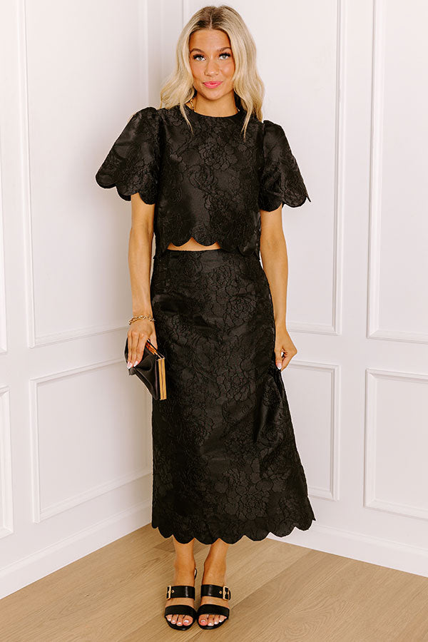 Garden Soiree Floral Jacquard Top in Black Image 2