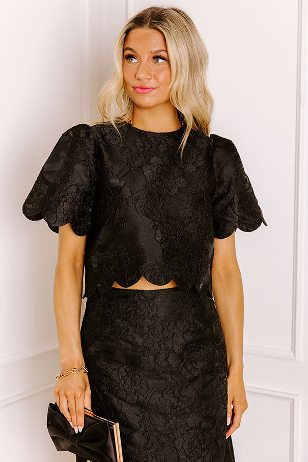 Garden Soiree Floral Jacquard Top in Black Image 3