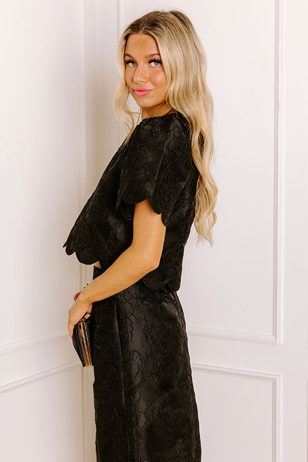 Garden Soiree Floral Jacquard Top in Black Image 4