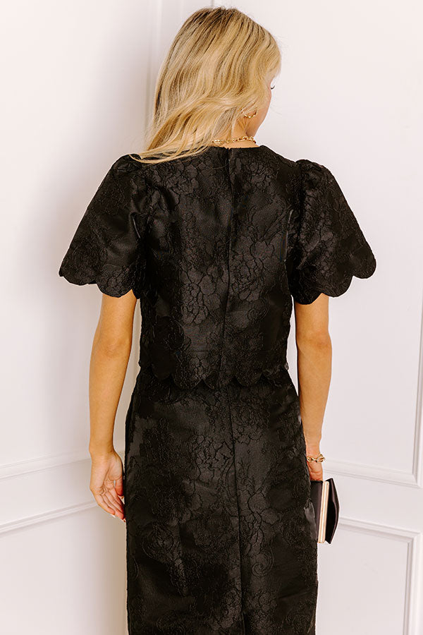 Garden Soiree Floral Jacquard Top in Black Image 5