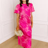 Garden Soiree High Waist Jacquard Maxi Skirt in Hot Pink Image 1