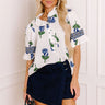 Garden Party Chic Floral Top in Blue Image 1