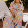 Sunny Views Satin Floral Wide Leg Jumpsuit Curves Image 1