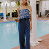 First Class Chic High Waist Wide Leg Pants in Navy Image 1