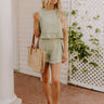Coastal Muse Gauze High Waist Ruffle Shorts in Sage Image 1