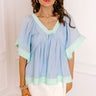 Blissful Smile Babydoll Top in Sky Blue Image 1