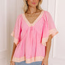 Blissful Smile Babydoll Top in Pink Image 1