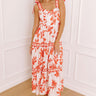 Venetian Dreams Floral Midi Dress in Tangerine Image 1