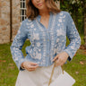 Free Flowing Floral Embroidered Chambray Top Image 1