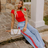 The Sofia Midrise Wide Leg Pants in Red Image 1