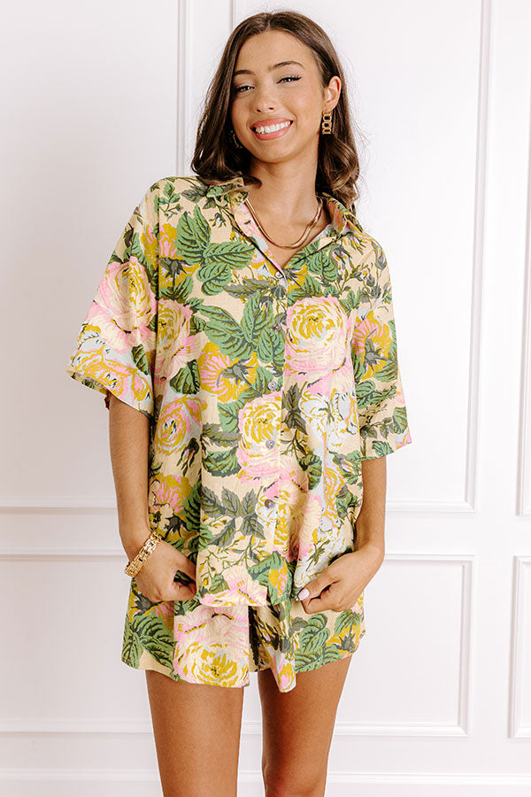 Just My Type Linen Blend Colorful Ethnic Print Bell Sleeve Babydoll Mini Dress