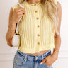 Vacay Breeze Knit Button Up Top In Yellow Image 1